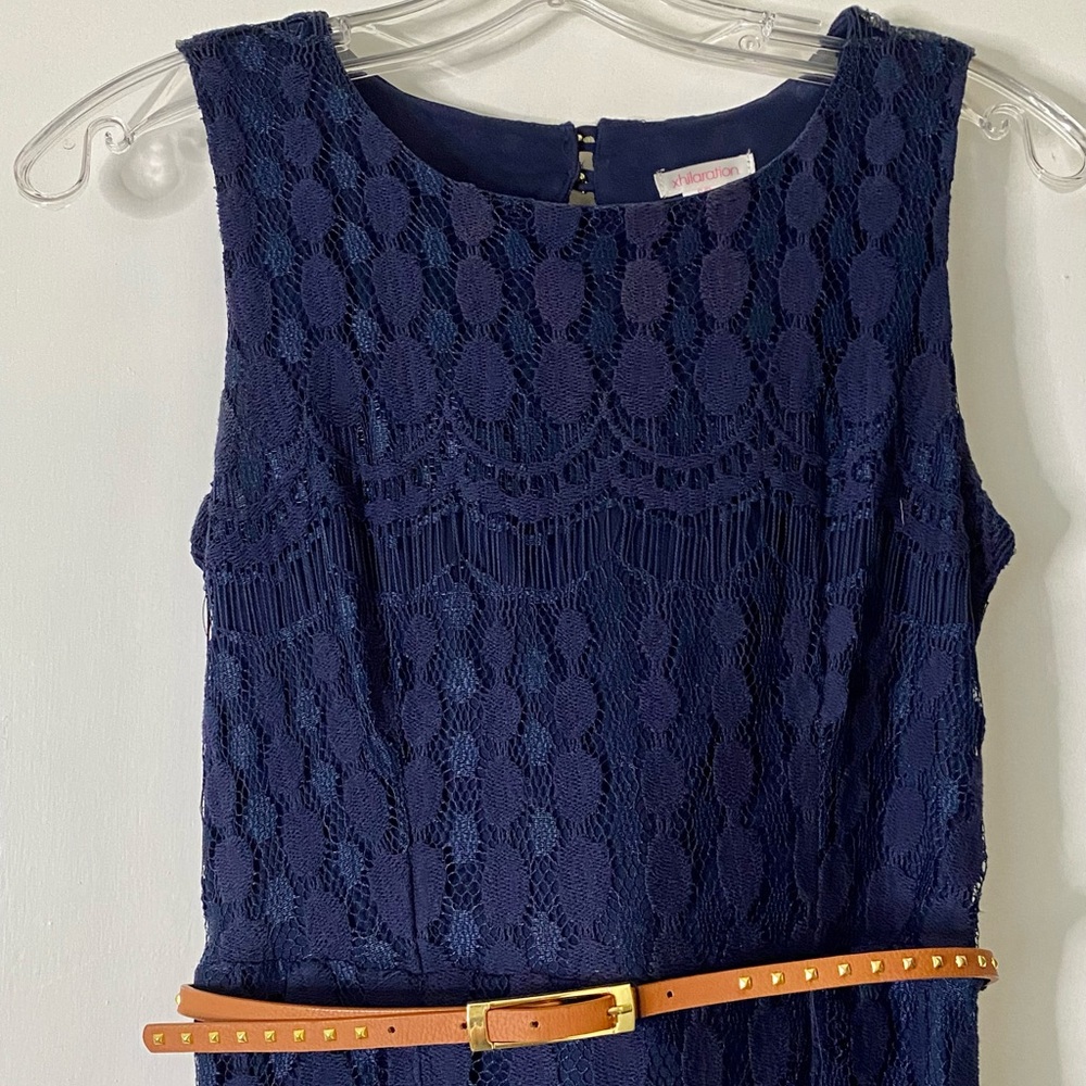 Belted lace high-low dress